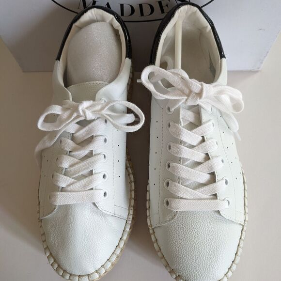 Steve Madden White Leather Platform Sneakers - Picture 3 of 8